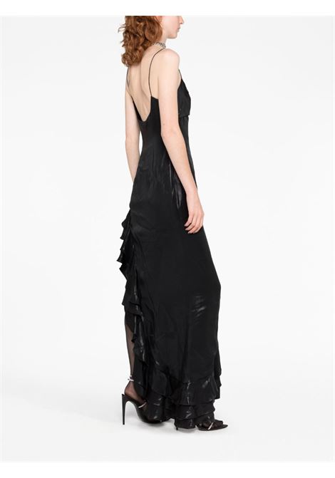 Abito midi asimmetrico con ruches in nero - donna ALESSANDRA RICH | FAB3491F4057900